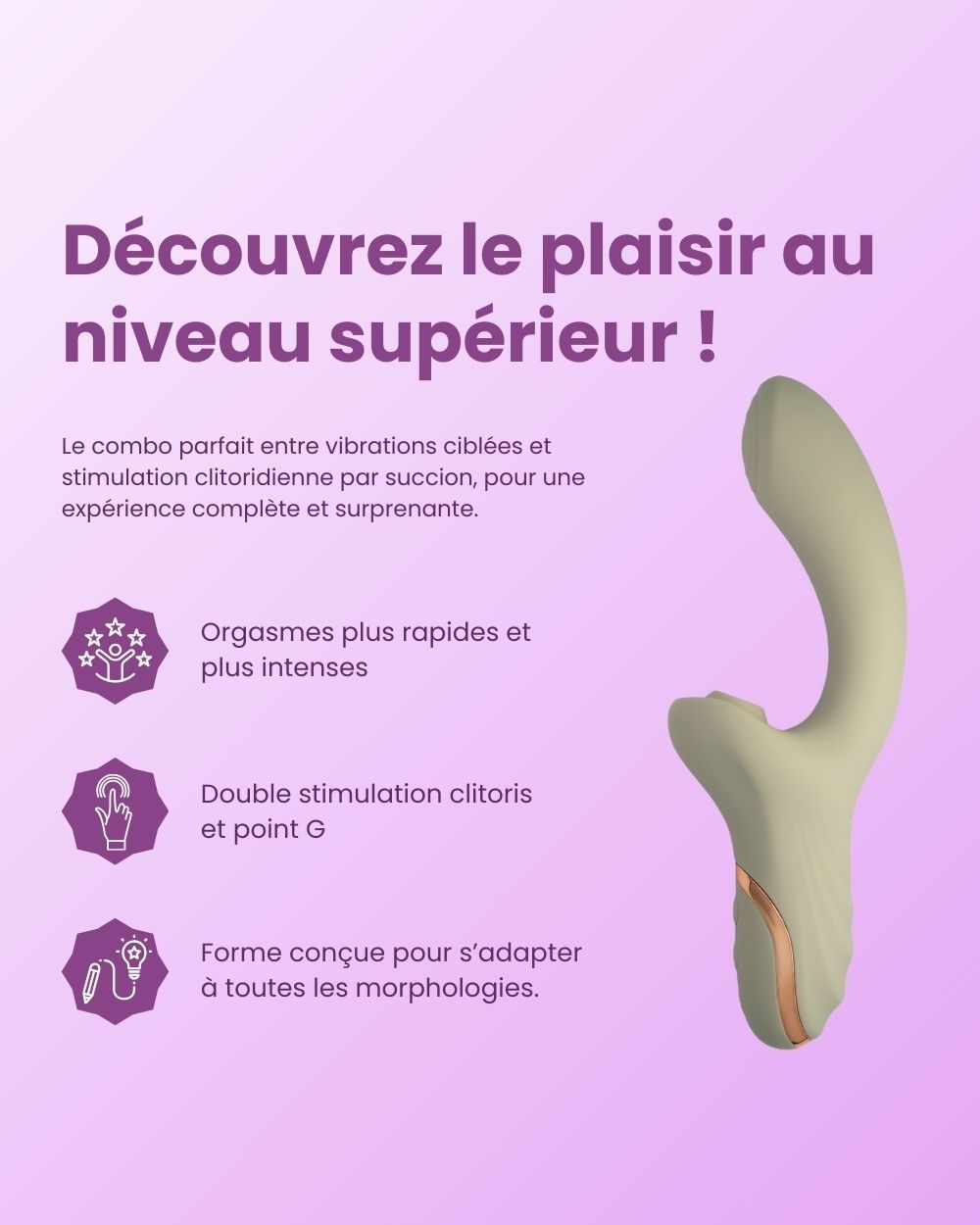 Vibromasseur Mila de Solena : orgasmes plus intenses et rapides grace à sa double stimulation.