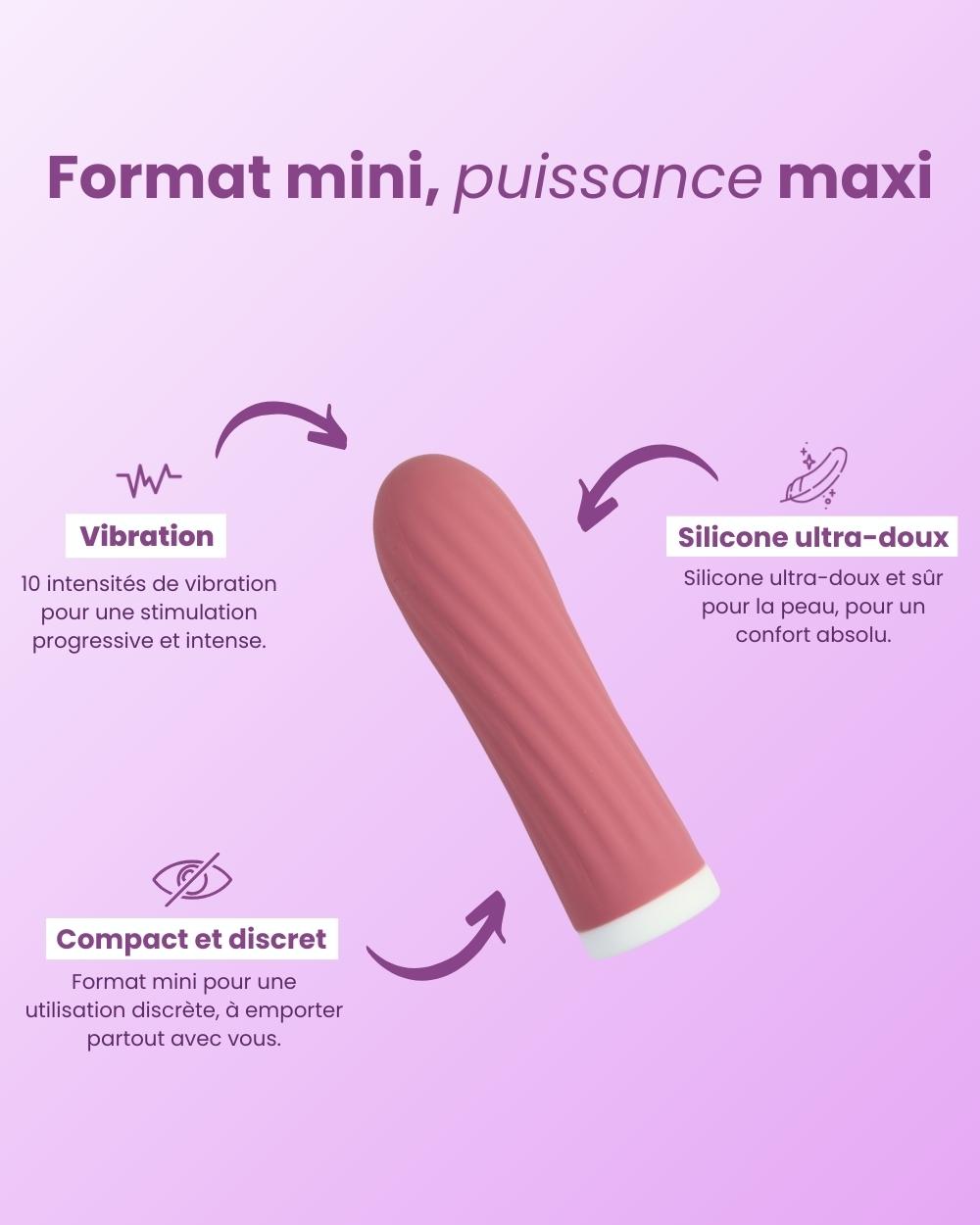 Mira vibromasseur bullet : 10 modes de vibration, discret et ultra-doux.