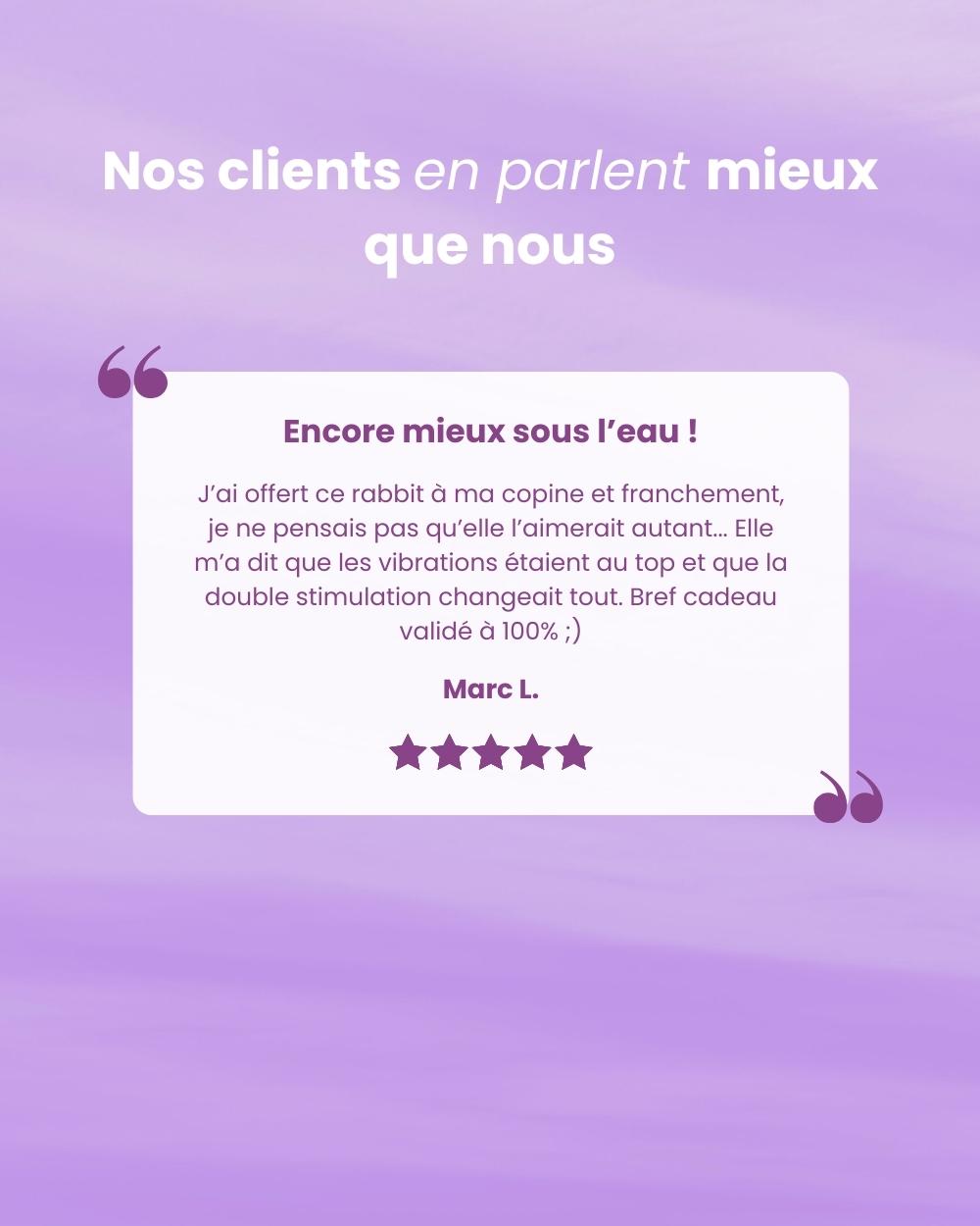 Avis client : satisfaction élevée pour le vibromasseur rabbit chauffant Nola de Solena.