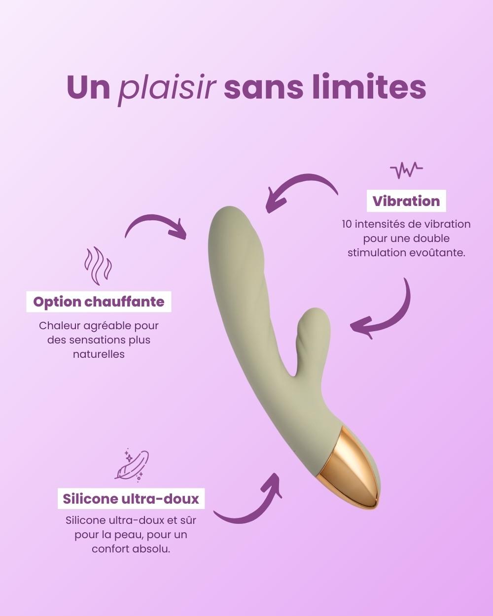 Nola de Solena : 10 intensités de vibration et fonction chauffante pour des orgasmes plus intenses.