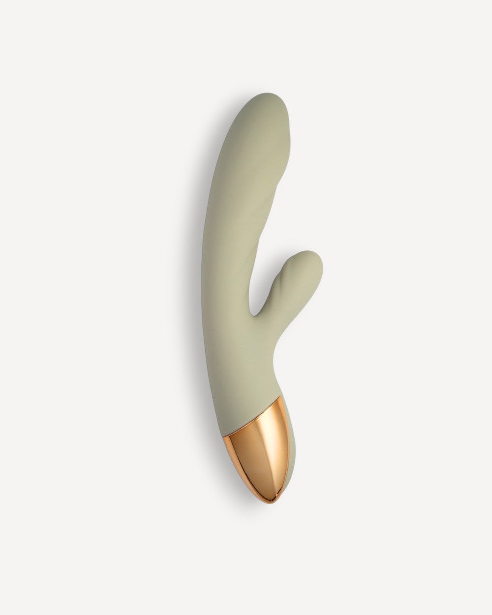 Vibromasseur rabbit chauffant Nola vert de Solena bleu pour double stimulation du point G et du clitoris.