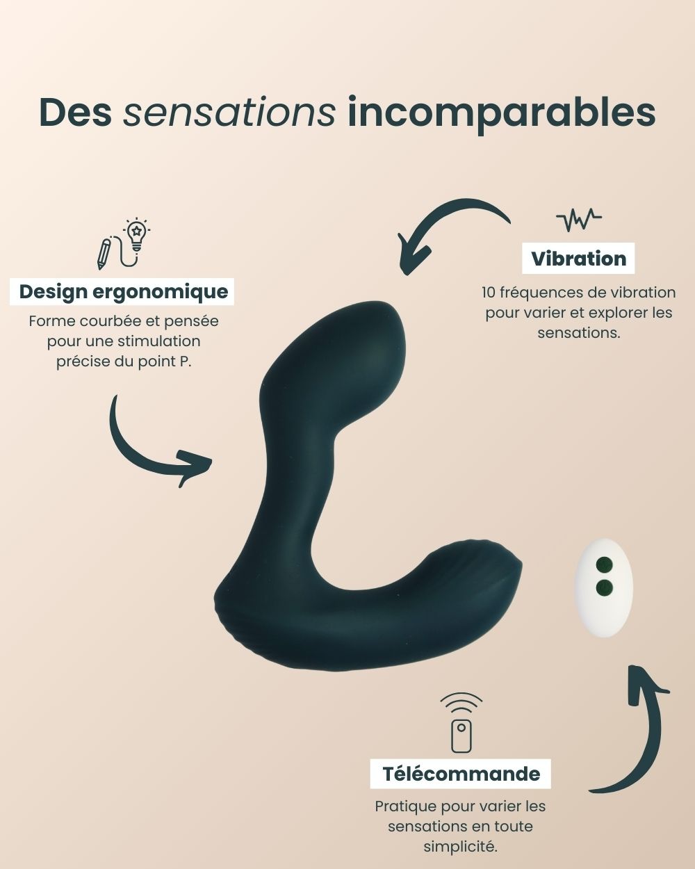 Masseur de prostate Zoro de Solena : design ergonomique, télécommande intuitive et matériaux de qualité.